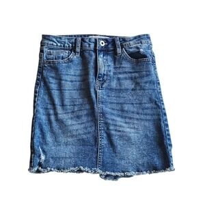 Eightytwo Denim Womens Blue Distressed Raw Hem Sustainable Mini Skirt Size XS